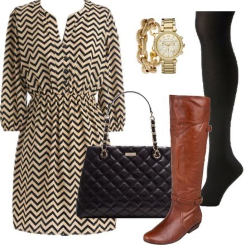 Bella D. Black and Tan Midi Dress